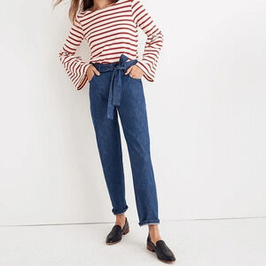 Madewell Denim Tie-Waist Tapered Pants (Tie Not Included) - Size 26